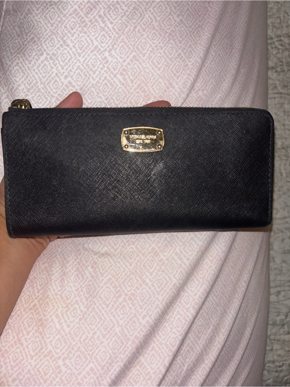 Michael Kors Black Saffiano Zip-Around Wallet